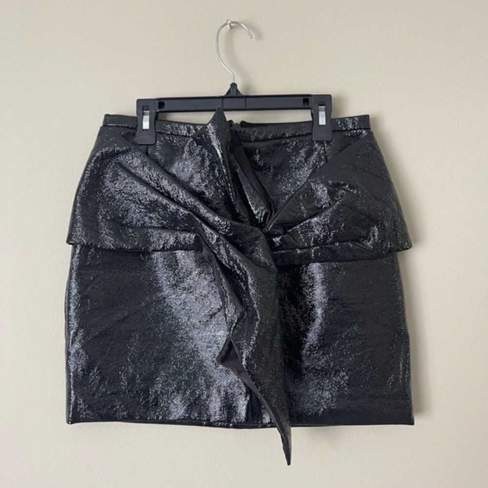 River Island Skirt Womens 10 Black Shiny Tie Detail Statement‎ Party Trendy